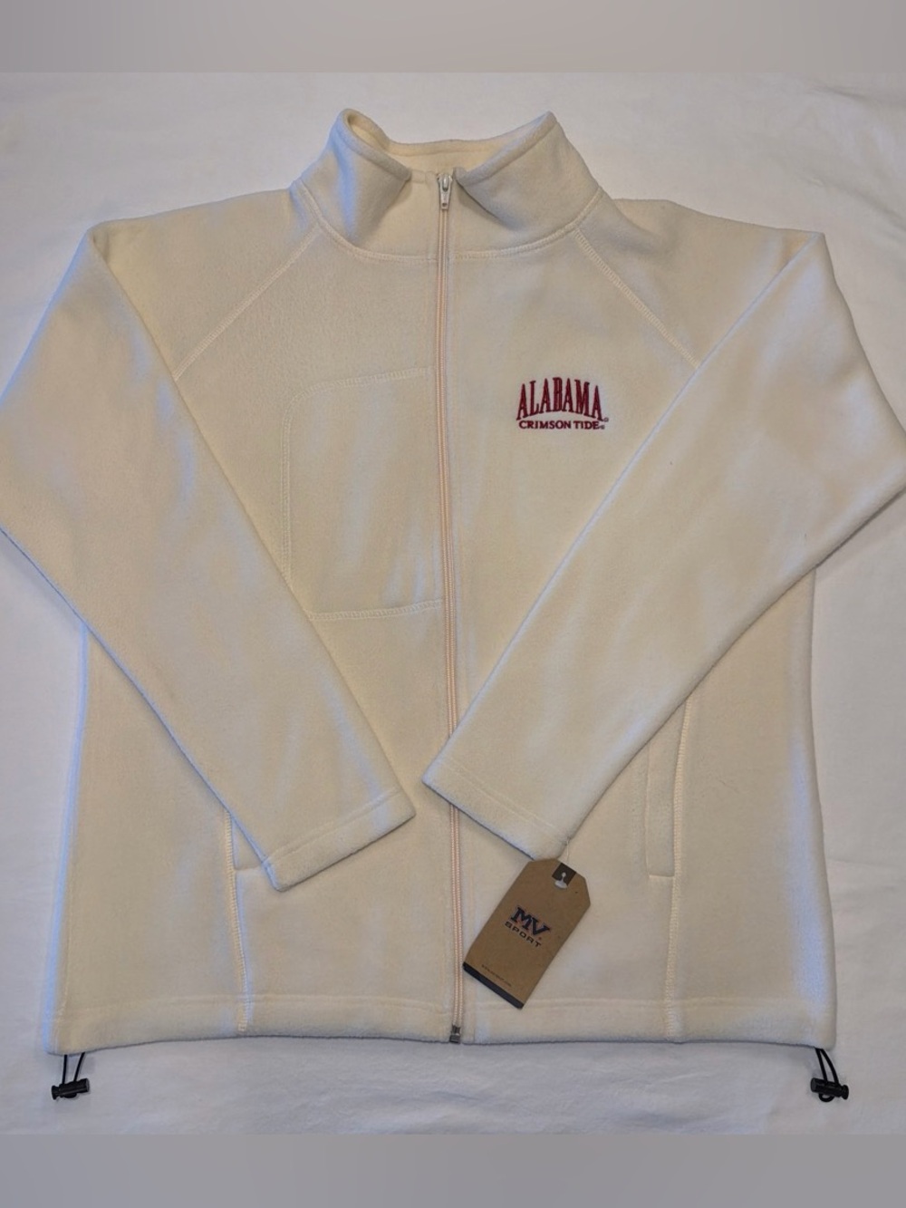 MV Sport Alabama Crimson Tide Cream Full-Zip Teddy Jacket